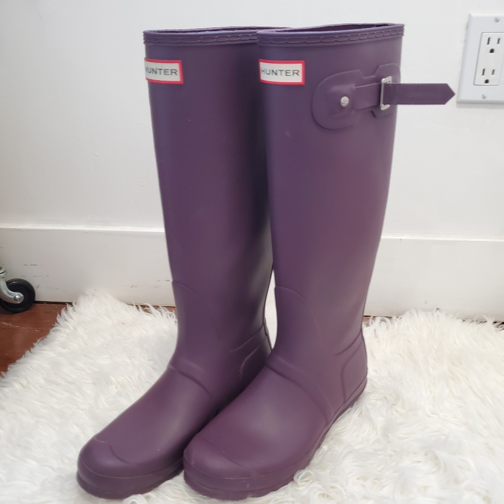 Purple hunter rain boots